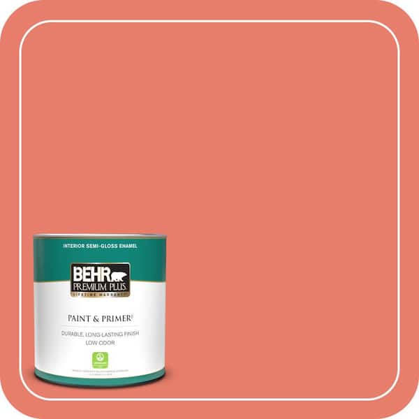 BEHR PREMIUM PLUS 1 qt. Home Decorators Collection #HDC-SM14-12 Cosmic Coral Semi-Gloss Enamel Low Odor Interior Paint & Primer