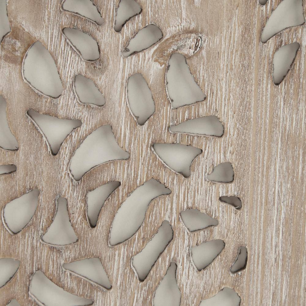 Natural Fir Wood Botanical Laser Cut Wall Panel Decor, 12x36