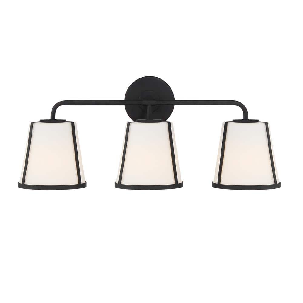 Crystorama Fulton 23.25 in. 3Light Black Bathroom Vanity Light FUL913
