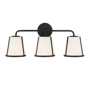 Fulton 23.25 in. 3-Light Black Bathroom Vanity Light