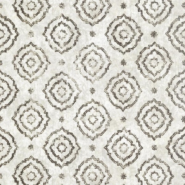 A-Street Prints Uma Platinum Star Medallion Non Woven Paper Non-Pasted Metallic Wallpaper