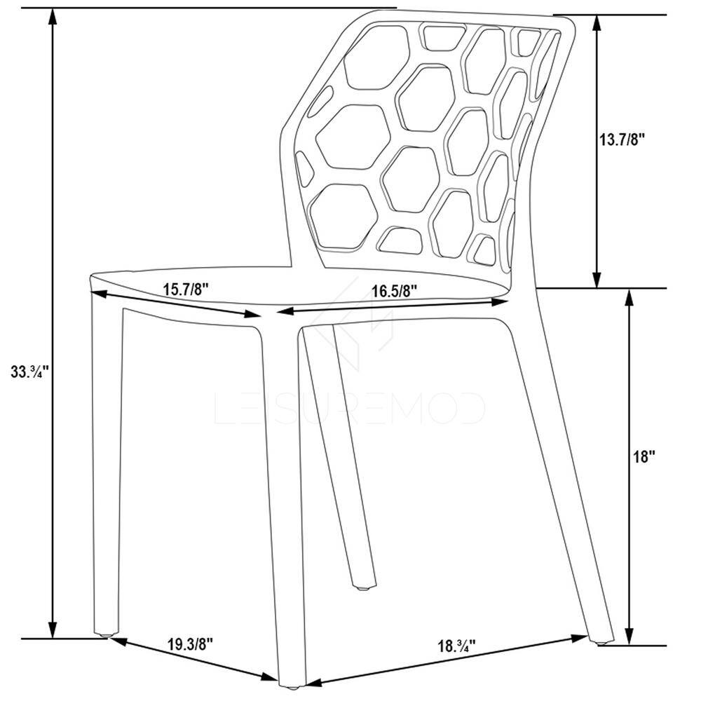 Hexagon Cut-Out Transparent Black Plastic Side Chair