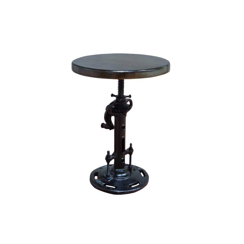 Adjustable Black Metal and Wood Industrial Stool