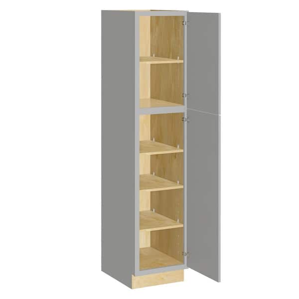 Grayson 18 in. W x 21 in. D x 84 in. H Assembled Plywood Vanity Linen Bath Cabinet in Pearl Gray with Soft Close RH