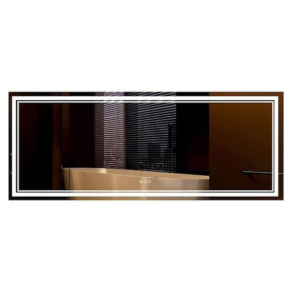 Unbranded 96 in. W x 36 in. H Rectangular Frameless LED Wall Mount Anti-Fog Modern Decorative Bathroom Vanity Mirror