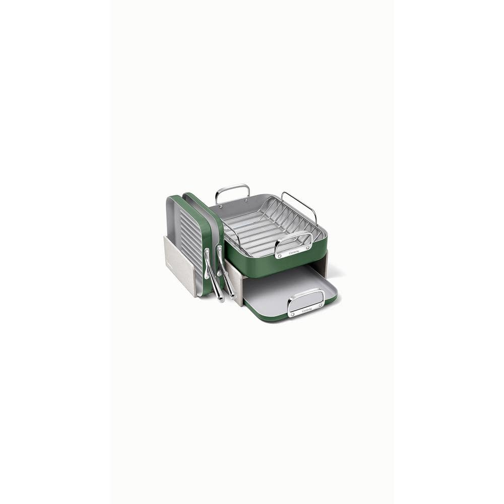 Sage Non-Stick Ceramic Square Cookware Set with Grill Pan
