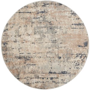 Concerto Beige/Grey 5 ft. x 5 ft. Abstract Contemporary Round Area Rug