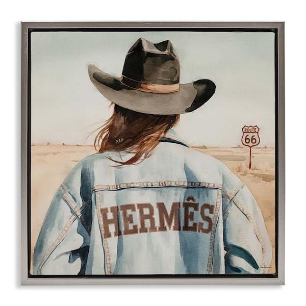 Stupell Industries Trendy Cowgirl in Desert by Amanda Greenwood Gray Floater Frame People Graphic Art Print 25 in. x 25 in.