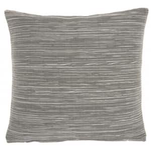 Jordan Grey Striped Cotton 18 in. X 18 in. Throw Pillow