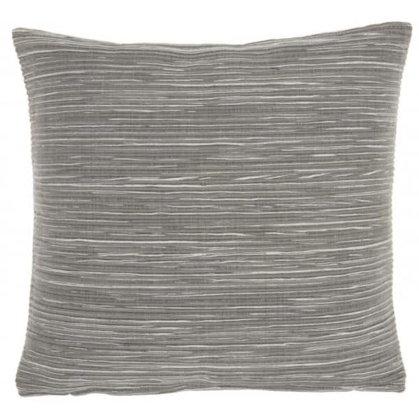 HomeRoots Jordan Grey Striped Cotton 18 in. X 18 in. Throw Pillow