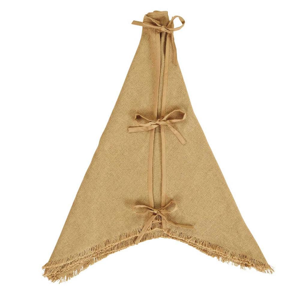 Natural Burlap 48-Inch Star-Shaped Christmas Tree Skirt