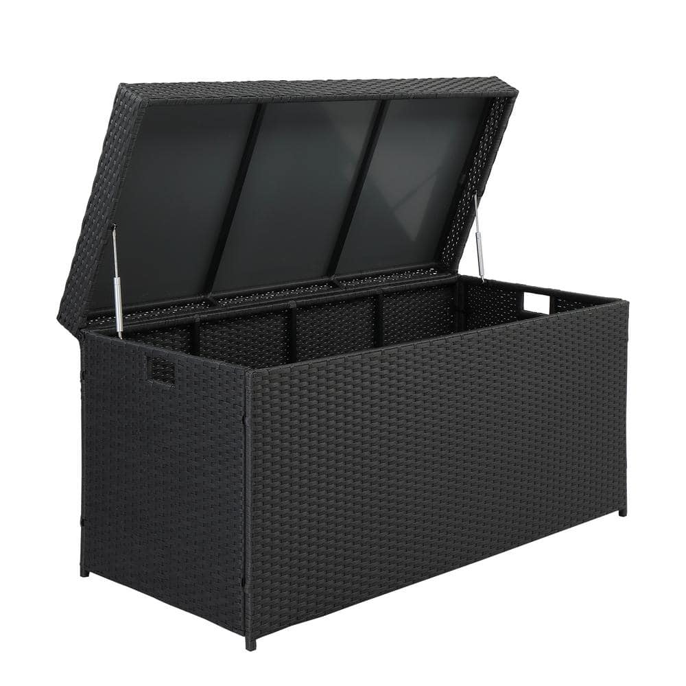 Black Wicker and Plastic Large Outdoor Deck Box