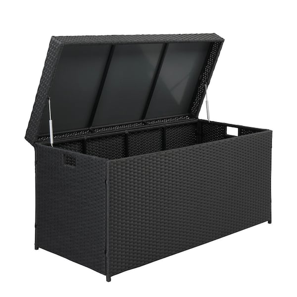 Karl home 132 Gal. Resin Wicker Storage Cuboid Deck Box
