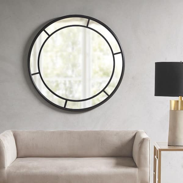 Miscool Anky 36 in. W x 36 in. H Iron Framed Round Decorative Accent Wall Mirror
