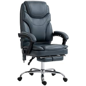 PU Leather Vibration Massage Office Chair with 6 Points, Heated Reclining Computer Chair with Adjustable Height, Gray