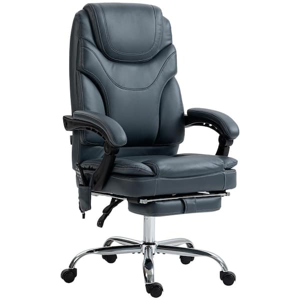 Vinsetto PU Leather Vibration Massage Office Chair with 6 Points, Heated Reclining Computer Chair with Adjustable Height, Gray