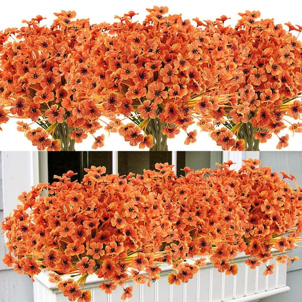 48 Bundles 11.81 in., Orange UV Resistant Outdoor Silk Artificial Daisy Flowers