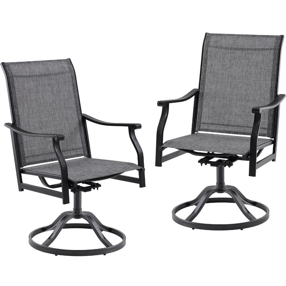 360° Swivel Gray Patio Dining Chairs with Textilene Fabric for Patio, Backyard, Balcony (Set of 2) price history on PriceWatchPro