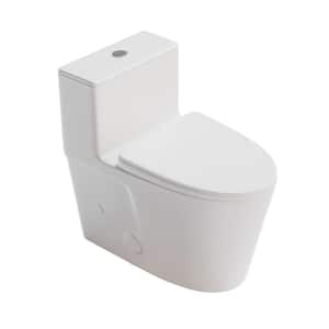 12 inch Rough-in One-Piece Skirted Toilet 1.0/1.6GPF Dual Flush Elongated Toilet in White Seat Included