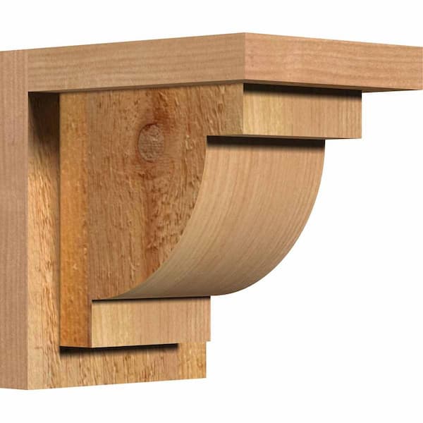 Ekena Millwork 6 in. x 8 in. x 8 in. Western Red Cedar Alpine Rough Sawn Corbel with Backplate