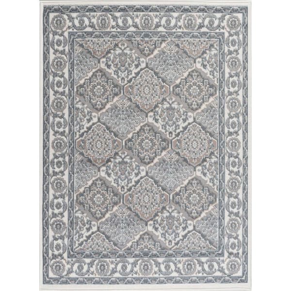 Tayse Rugs Hampton Oriental Cream 5 ft. x 7 ft. Indoor Area Rug