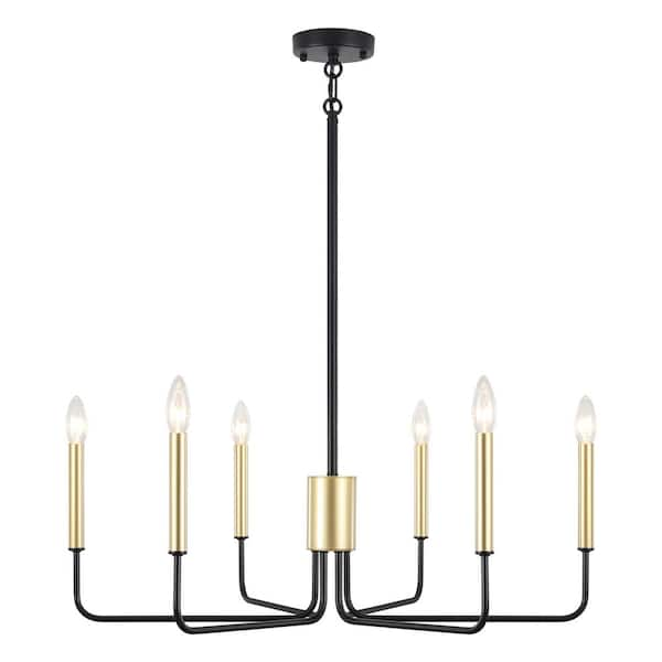 LWYTJO Roxanne 6 Light Black/Gold Dimmable Classic Traditional ...