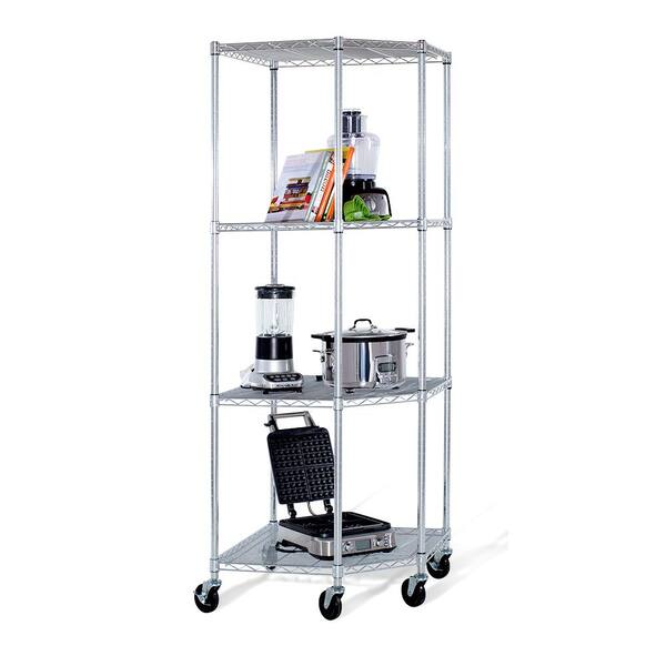 TRINITY EcoStorage Chrome 4-Tier Rolling Corner Steel Wire