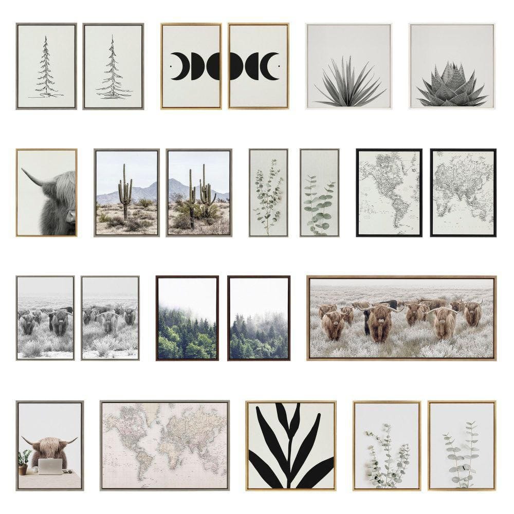 Neutral Abstract Shapes Canvas Wall Art with Natural Frame