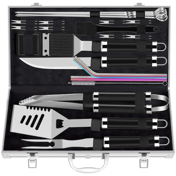 Dyiom 35 Pieces Black and Silver Grill Bag Stainless Steel Outdoor
