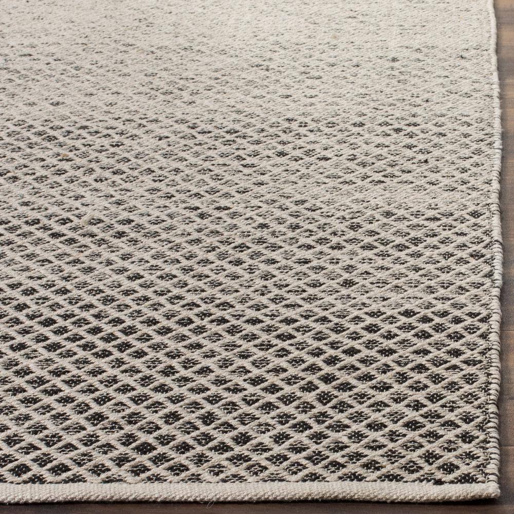 Ivory and Black Cotton 4' Square Handwoven Montauk Area Rug