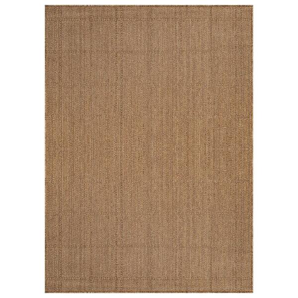 Plaid Natural/Jute Easy-Care Indoor/Outdoor Flat Woven 6 ft.6 in. x 9 ft. Natural Area Rug
