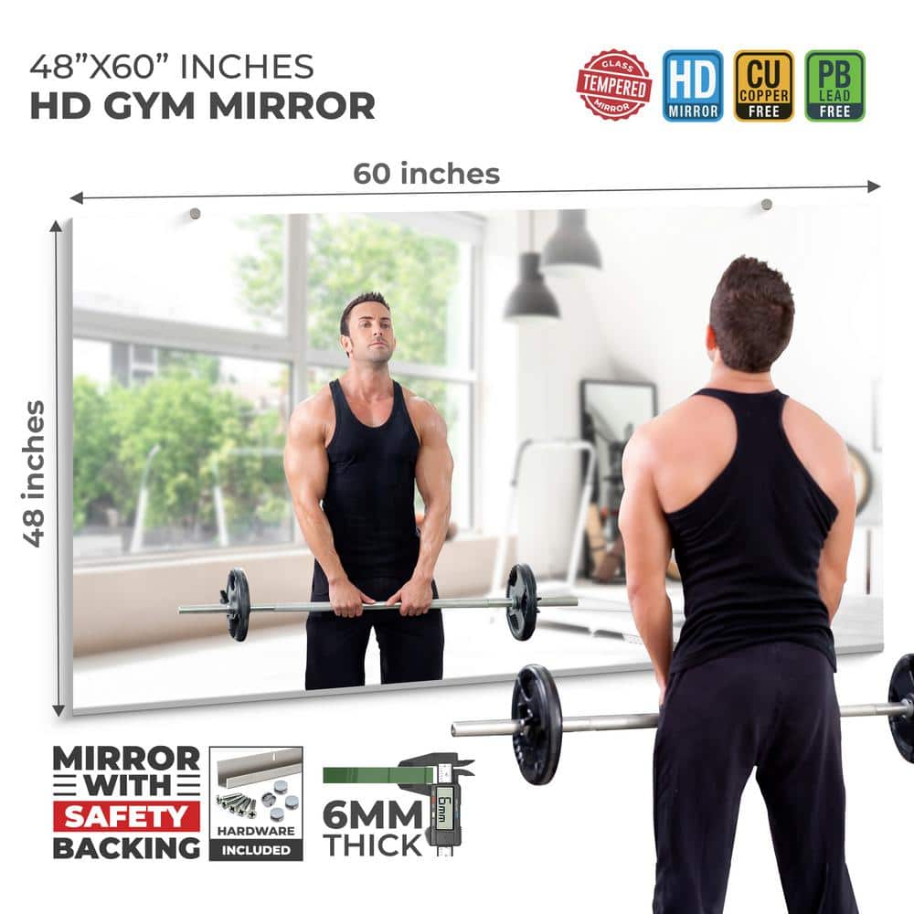Fab Glass and Mirror Tempered Gym Mirror 48 W x 60 H 1/4 HD  Glass, Safety-Backed, Lead Free GM48x60 The Home Depot