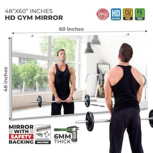 Tempered Gym Mirror 48 in. W x 60 in. H 1/4 in. HD Glass, Safety-Backed, Lead Free