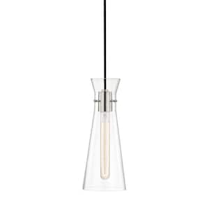 Anya 1-Light Polished Nickel Pendant with Clear Glass