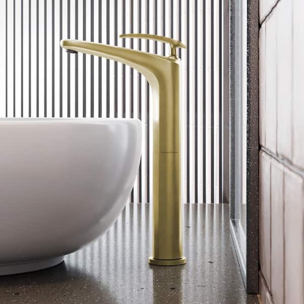 Swiss Madison Sublime Single-Handle High Arc Single Hole Bathroom Faucet in Brushed Gold