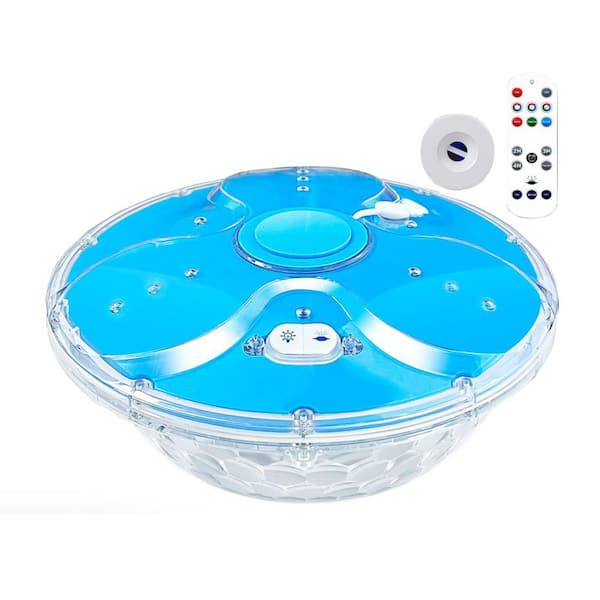 4.3 ft. Spraying Height Floating Pool Fountain with Remote Rechargeable Water Fountain Pump with Lights and Anchor, Blue