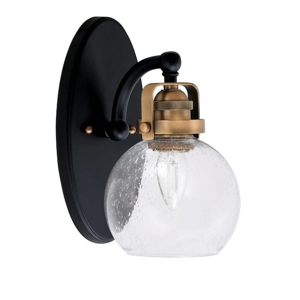 Unbranded Decatur 1-Light Matte Black and Brass Wall Sconce
