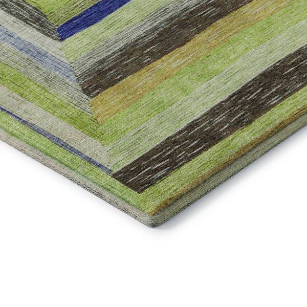 Mayfield Premium Machine Washable Abstract AMF1957 Lime 2 ft. x 7 ft. Runner Rug