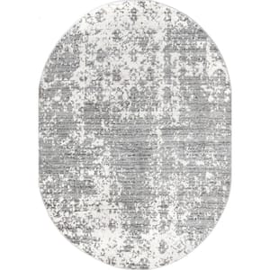 Deedra Misty Contemporary Gray 7 ft. x 9 ft. Oval Rug