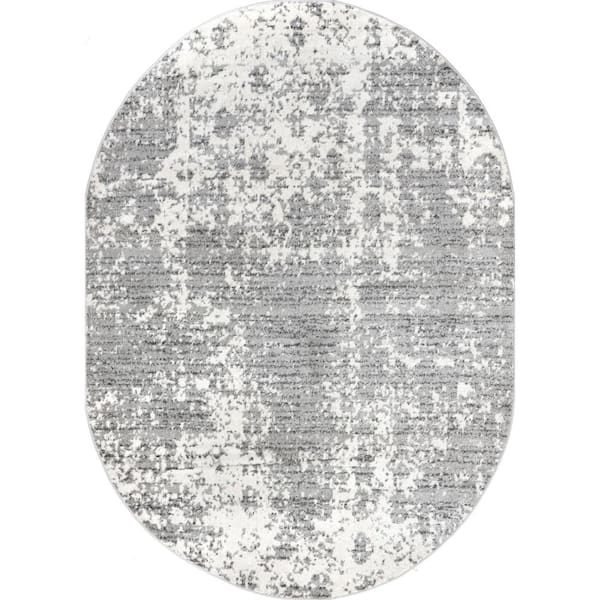 nuLOOM Deedra Misty Contemporary Gray 7 ft. x 9 ft. Oval Rug