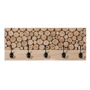 Natural Wood Hook Rack with 5-Hooks for Entryway, Office, Bedroom and Playroom