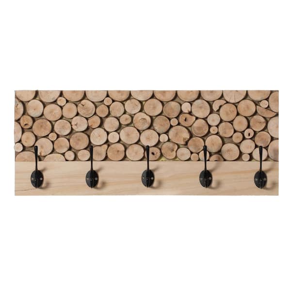 Vintiquewise Natural Wood Hook Rack with 5-Hooks for Entryway, Office, Bedroom and Playroom