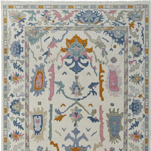 Blue, Ivory, Pink Floral 4 ft. x 6 ft. Area Rug