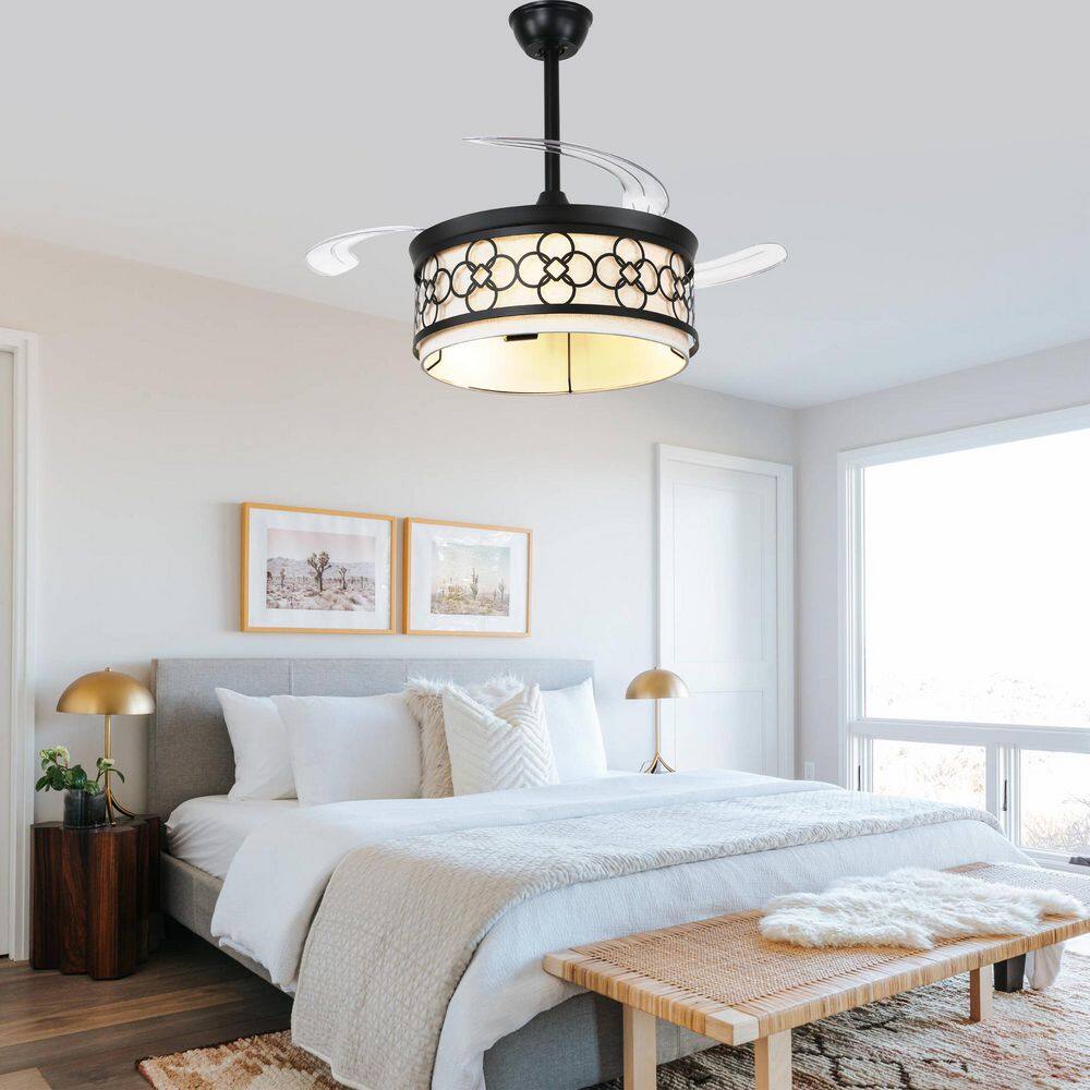 42 in. Indoor Black Downrod Standard Farmhouse Caged Ceiling Fan w/ Light and Remote, 6 Speed Retractable Ceiling Fan price history on PriceWatchPro