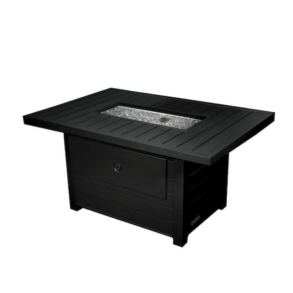 Serenity Black Rectangle Aluminum Fire Pit Table