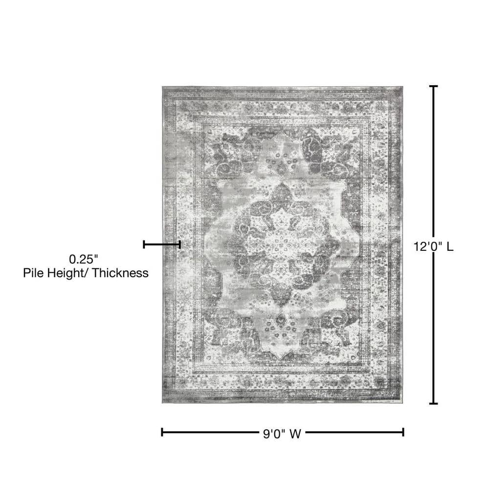Salle Garnier Sofia 9' x 12' Rectangular Gray Indoor Area Rug