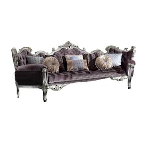 Amelia 52 in. W Rolled Arm Velvet Tight Back Rectangle Sofa in Gray