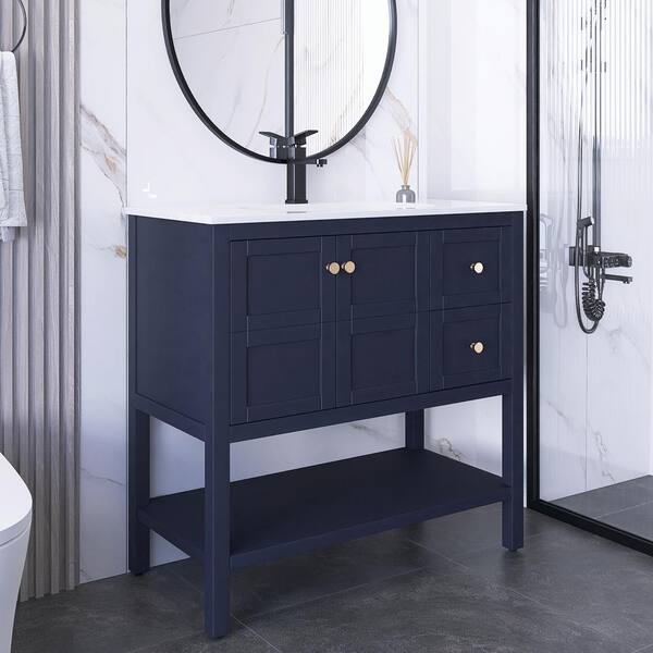 MADE IN USA NORDSTROM ネイビー 100%リネン XL相当 JimsMaison 36 in. W x 18 in. D x 33 in. H Freestanding Bath
