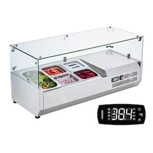Refrigerated Condiment Prep Station 130 W Countertop with 1 1/3 Pan & 4 1/6 Pans 304 Stainless Body and PC Lid