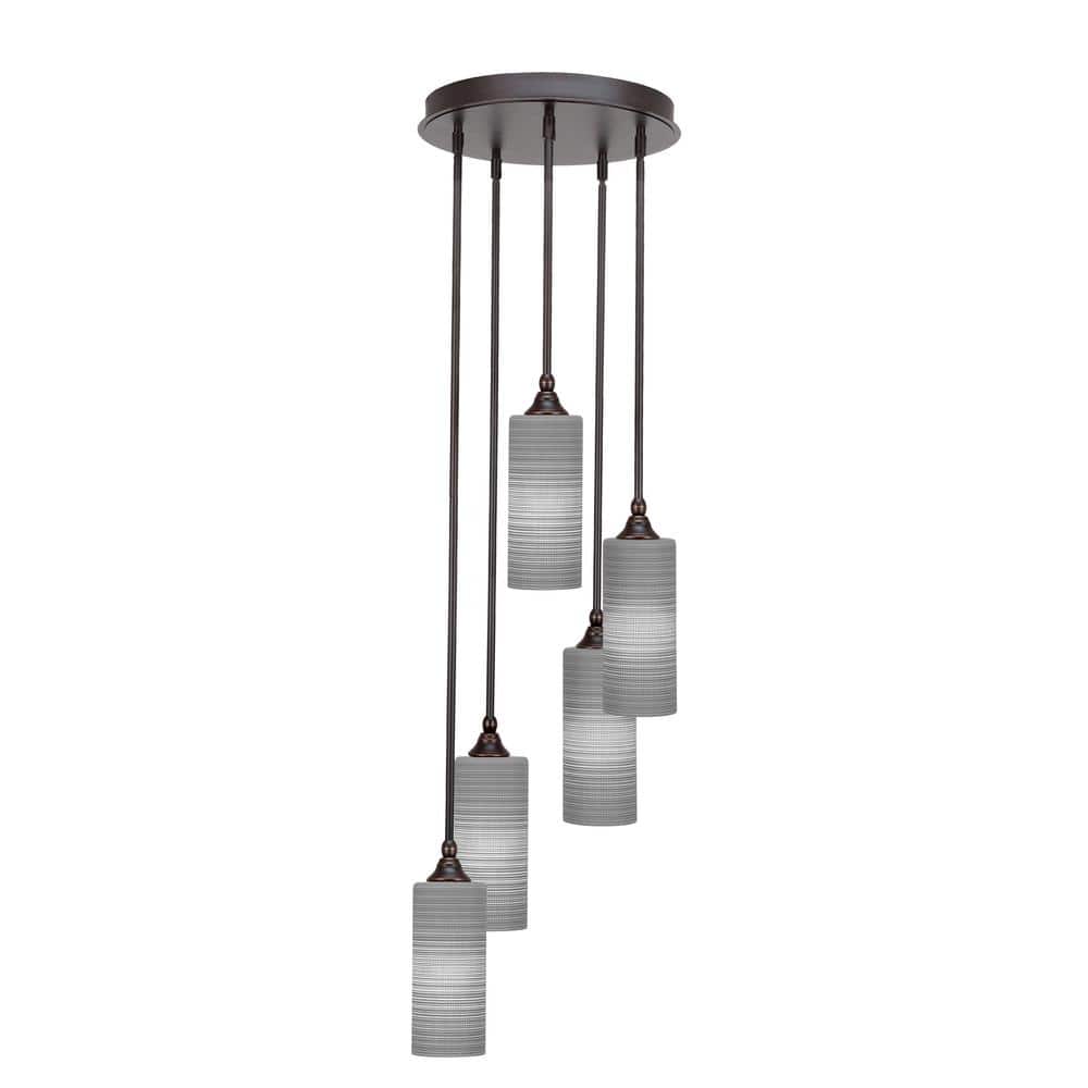 Villa 5 Light Dark Granite Pendant, Cluster Pendant Light with 4 in